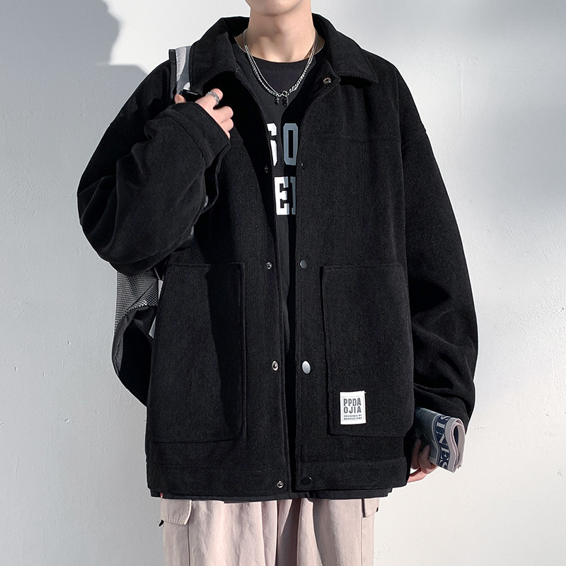 Autumn Hong Kong style lapel single-breasted casual loose large size men's high-end versatile jacket