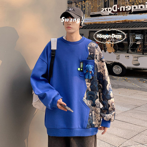 New autumn style Hong Kong style outdoor large size bear round neck sweatshirt