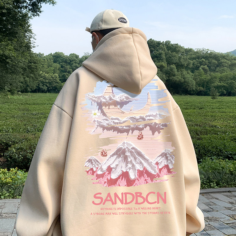 Live broadcast 360g heavyweight American trendy brand printed sweatshirt