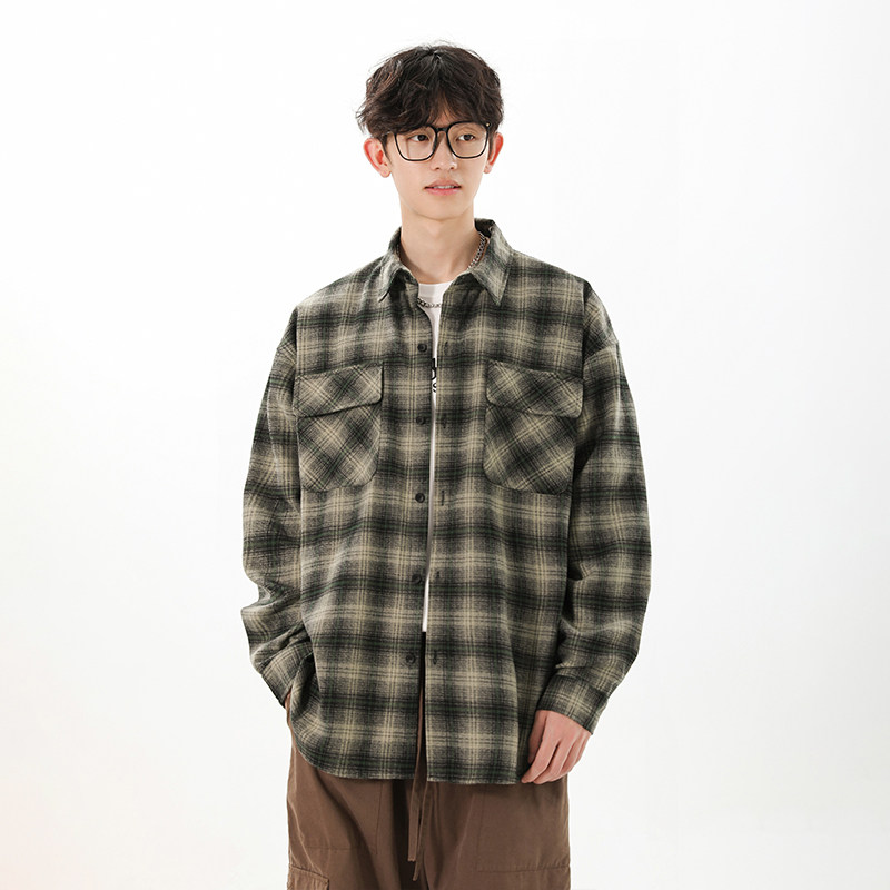 No price difference new autumn all-match plaid fashion long-sleeved shirt
