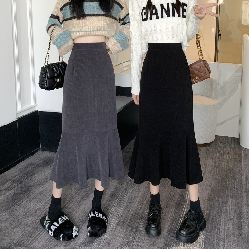 High-waisted slimming mid-length irregular fishtail skirt versatile A-line hip skirt
