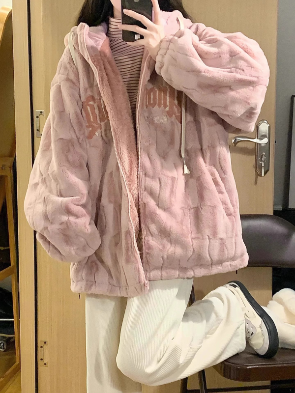 American retro embroidered high-end lamb wool jacket for women