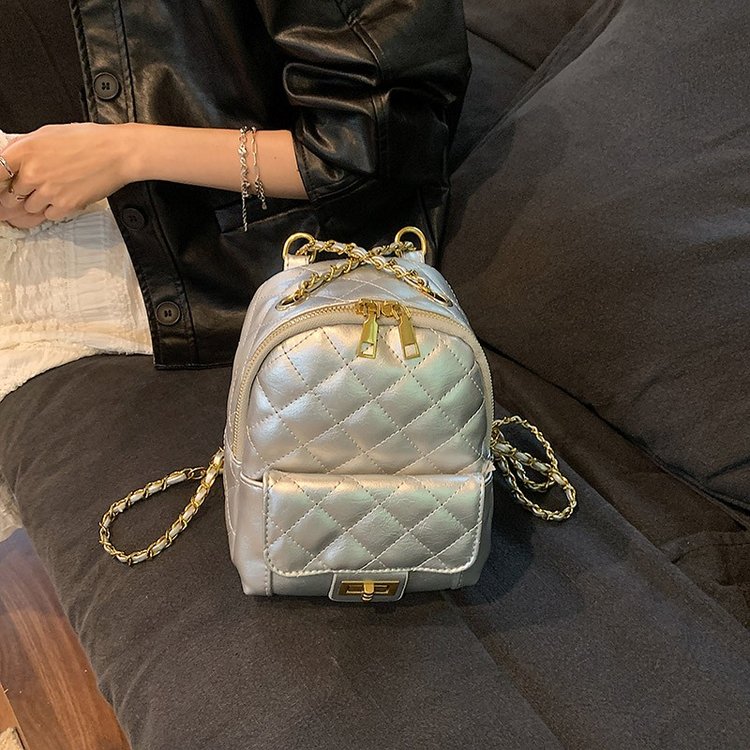 Fashionable mini backpack for women, new fashion rhombus chain backpack, travel versatile shoulder crossbody bag