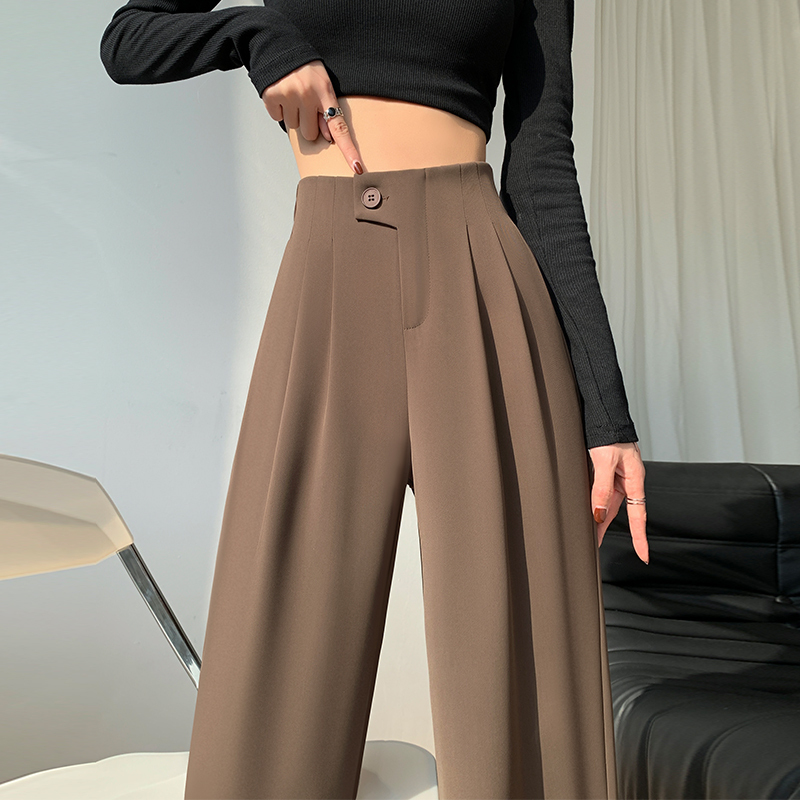 Wide-leg pants for women, autumn and winter new style, 2024 narrow version, high-waisted, loose and drapey, floor-length mopping pants for small people