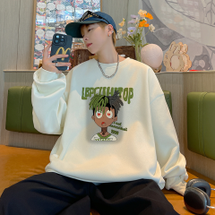 Registered for the original live broadcast to get high-quality heavy pineapple plaid round neck loose men's sweatshirt