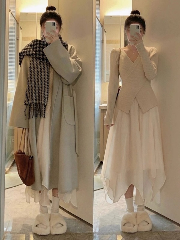 New autumn high-end Korean style tops, bottoming shirts and sweaters, designed women's niche knitted sweaters