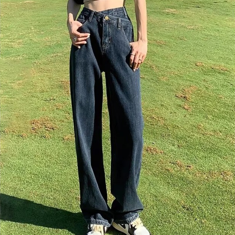 Autumn and winter new style small high-waisted versatile slimming loose wide-leg pants and jeans for women