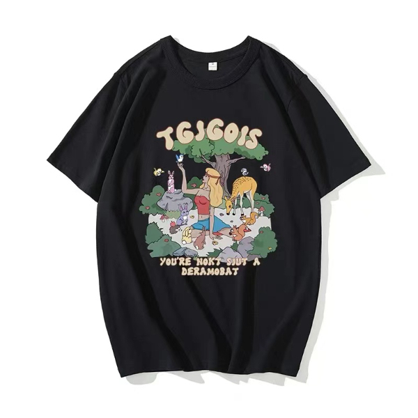 Cartoon printed short-sleeved T-shirt for women 2023 spring and summer new style loose slimming top for small people