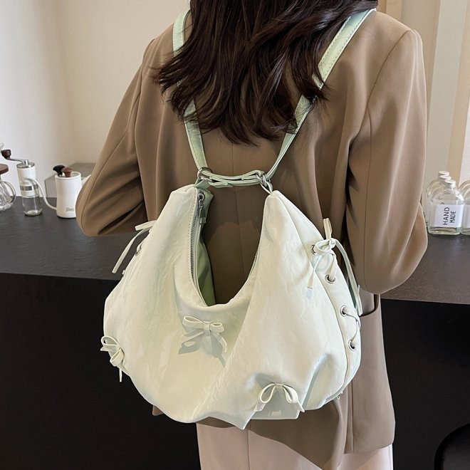 Korean style fashionable bow tote bag for women 2024 new trendy simple niche backpack large capacity school bag