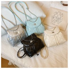 Xiaoxiangfeng rhombus backpack women's 2024 new trendy fashion chain backpack versatile shoulder bucket bag