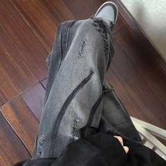 American ins high street niche men's and women's personalized micro-flared ripped jeans