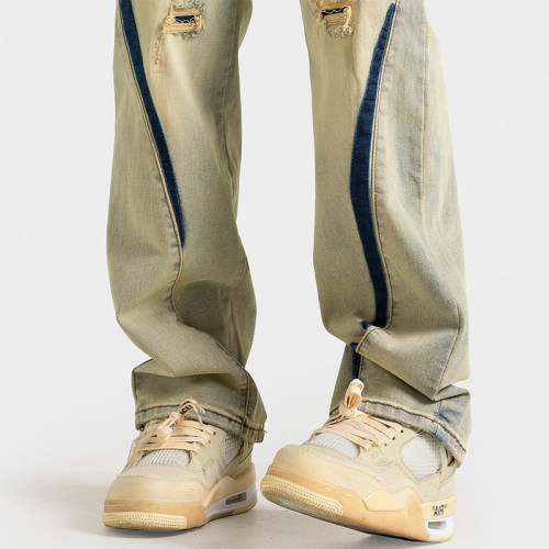 Autumn new style Hong Kong style shadowless wall large size personalized high street jeans