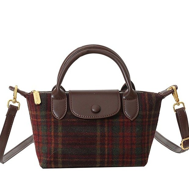 Summer large-capacity tote bag 2024 new red plaid canvas commuter bag handbag single shoulder crossbody bag