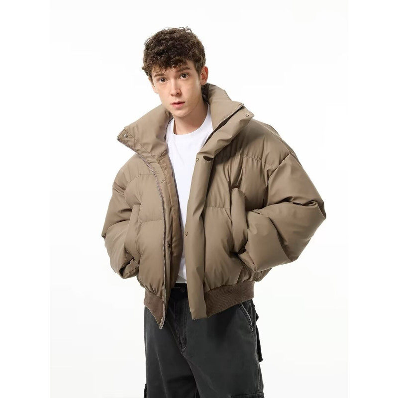 Net picture Stand collar American retro cotton coat loose casual cotton coat jacket bread coat