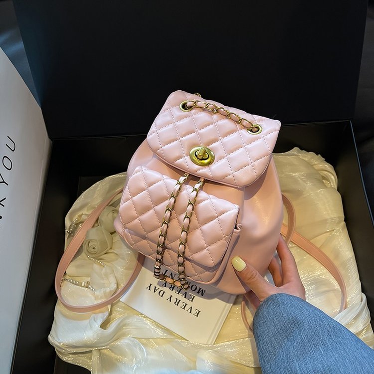 Diamond Embroidery Thread Small Fragrance Style Chain Backpack Korean Fashion Versatile Small Bag Women 2024 Spring and Summer New Single Shoulder