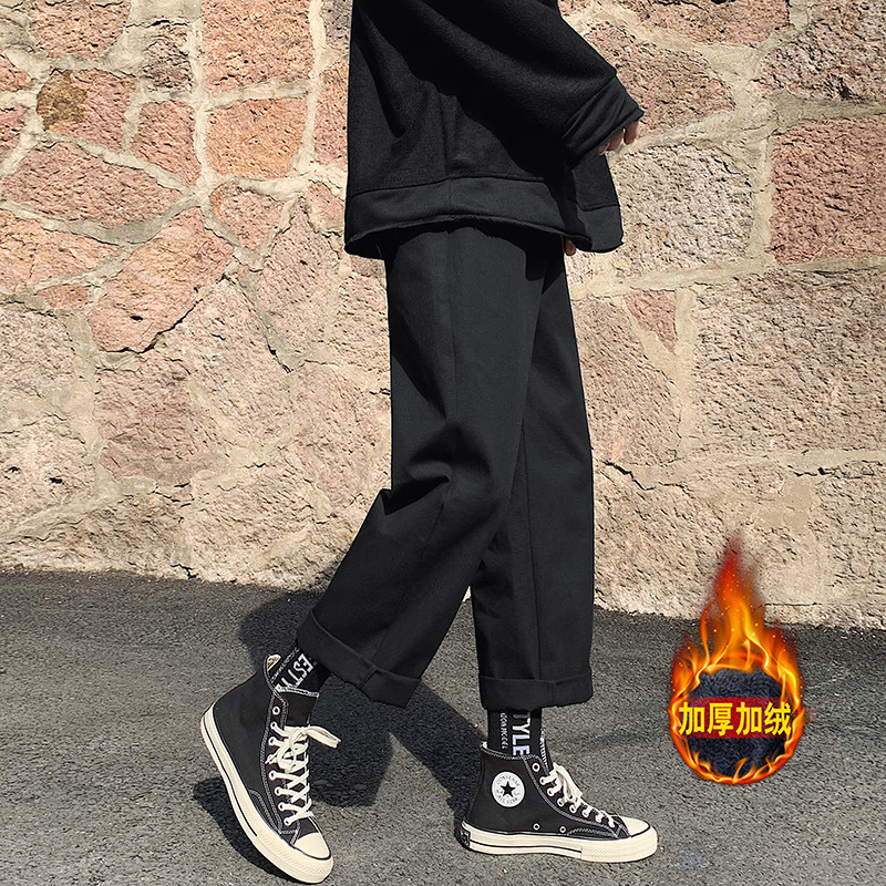 2020 new men's casual loose warm casual sweatpants with fleece