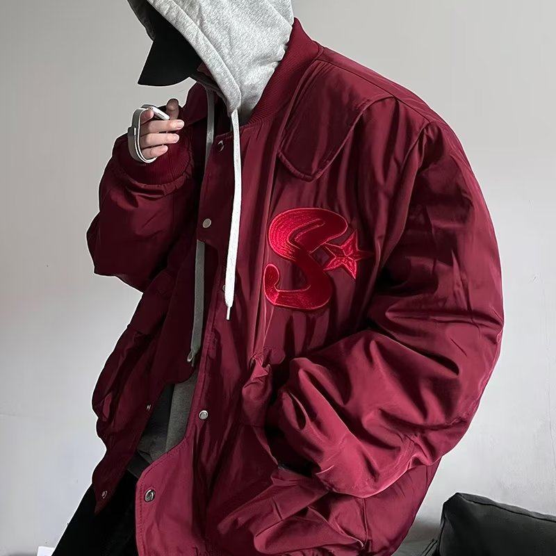 Autumn and winter irregular baseball uniform jacket men's American high street fashion brand hip-hop embroidered jacket