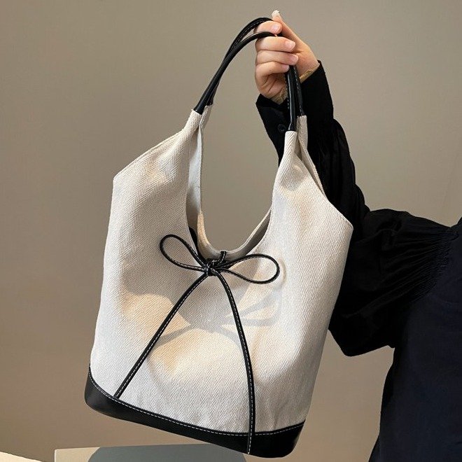 Korean niche French armpit bag for women 2024 new trendy simple tote bag large capacity portable canvas bag