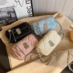 French niche fashion bag women's new retro simple rhombus small square bag 2024 spring high-end shoulder bag