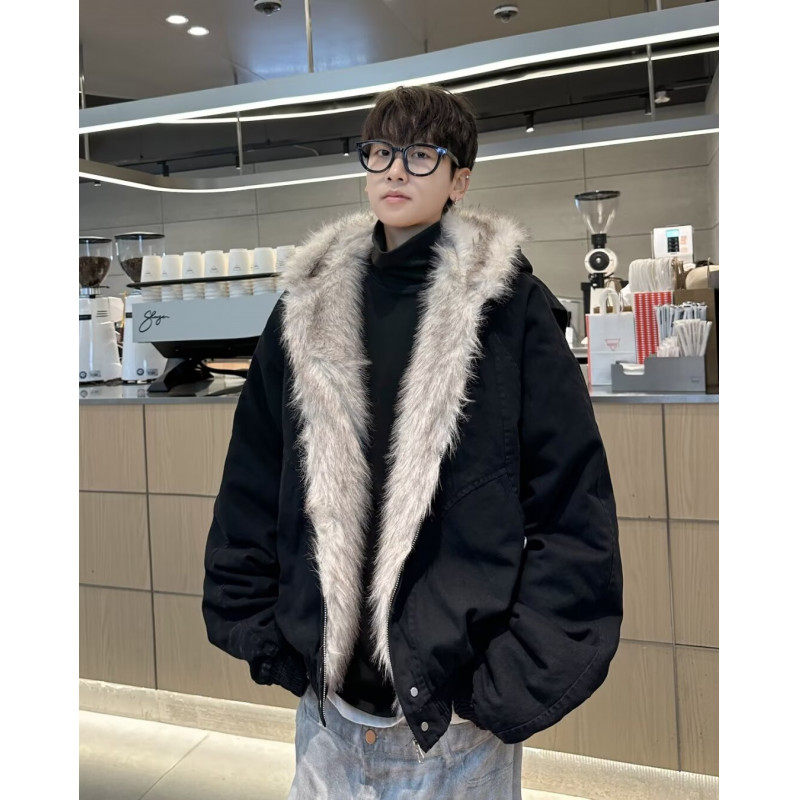 American canvas washed mountain sculpture winter cotton jacket men's jacket warm cotton coat couple jacket