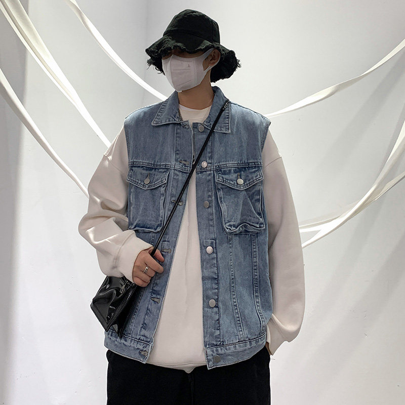 Denim vest men's Korean style trendy high street handsome autumn and summer new ins loose jacket