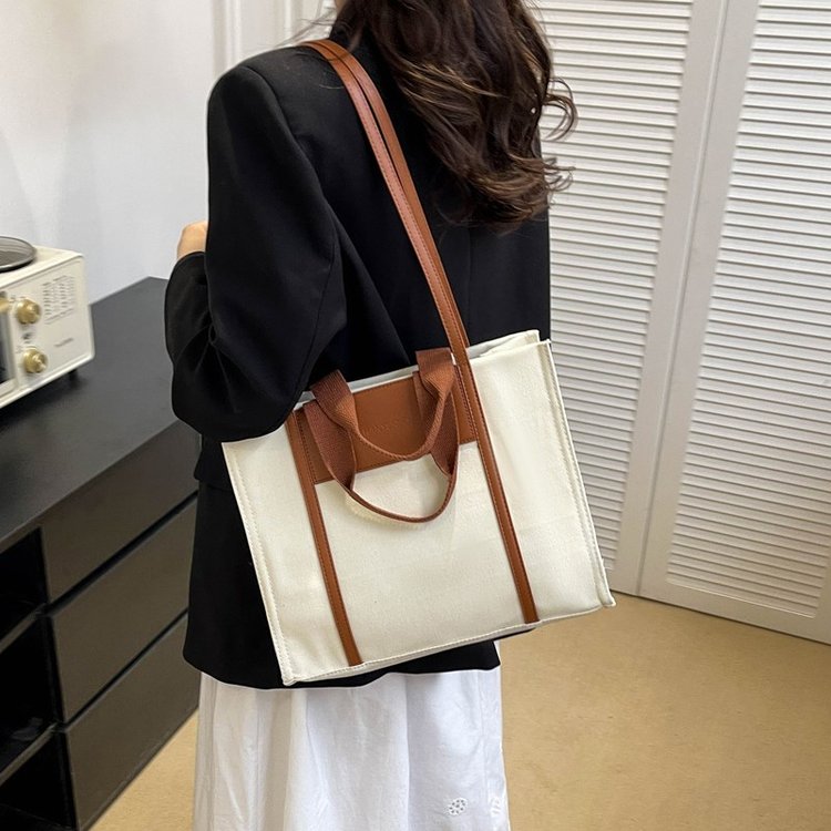 Large capacity canvas bag, office bag, commuter computer bag, student class bag, retro portable shoulder tote bag
