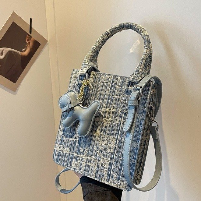 Summer new women's handbag, fashionable single shoulder crossbody bag, foreign style denim bucket bag