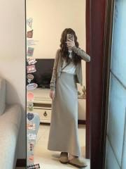 Korean style lazy loose thin round neck knitted jacket for women autumn and winter simple casual short style soft waxy cardigan trendy