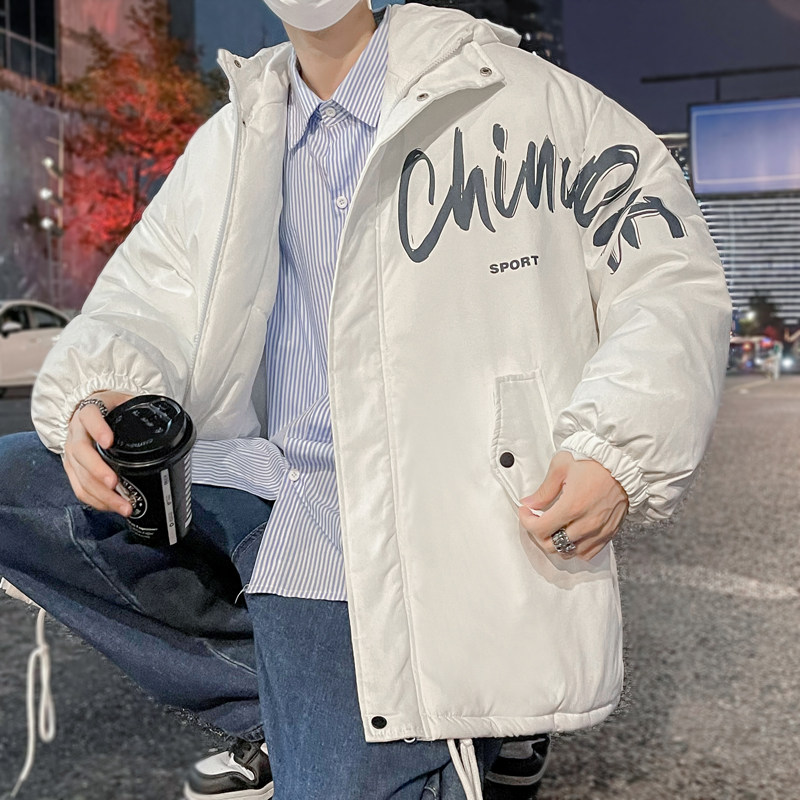 Fake two-piece cotton-padded jacket for men, hooded cotton-padded jacket, new winter clothing, Hong Kong style bread coat, cotton-padded jacket