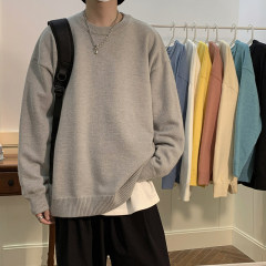 Men's couple's knitted round neck solid color bottoming sweater for men