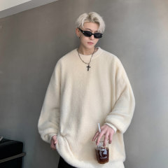 men's imitation mink round neck sweater