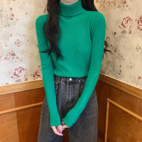 Real shot, real price, soft and waxy versatile core-spun yarn pile collar sweater thickened turtleneck pullover bottoming sweater