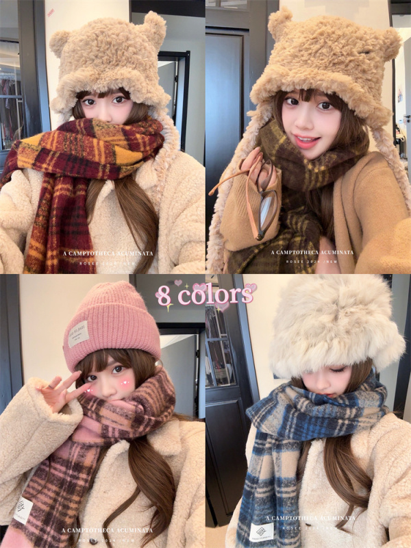 Scarf for women in autumn and winter, Korean style, plush, thick and warm, shawl for girls