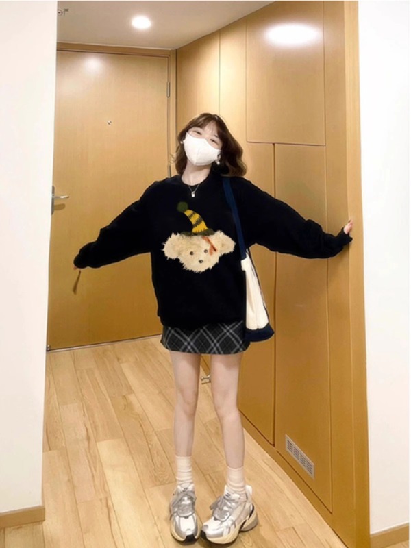 Imitation cotton Chinese cotton composite milk silk 320g silver fox velvet 420g round neck hooded double hood loose sweatshirt