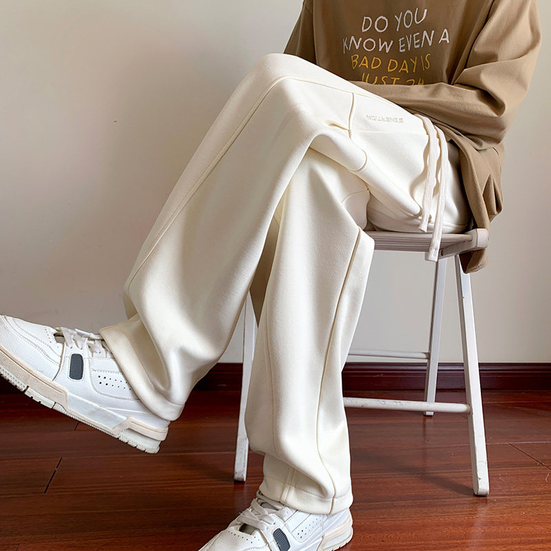American trendy casual pants for men, Hong Kong style loose straight leg mopping pants, leggings and sweatpants