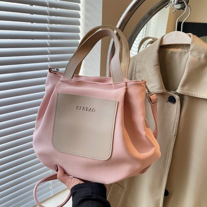 Student class canvas bag women's 2024 new trendy fashion casual letter tote bag large capacity cloth bag