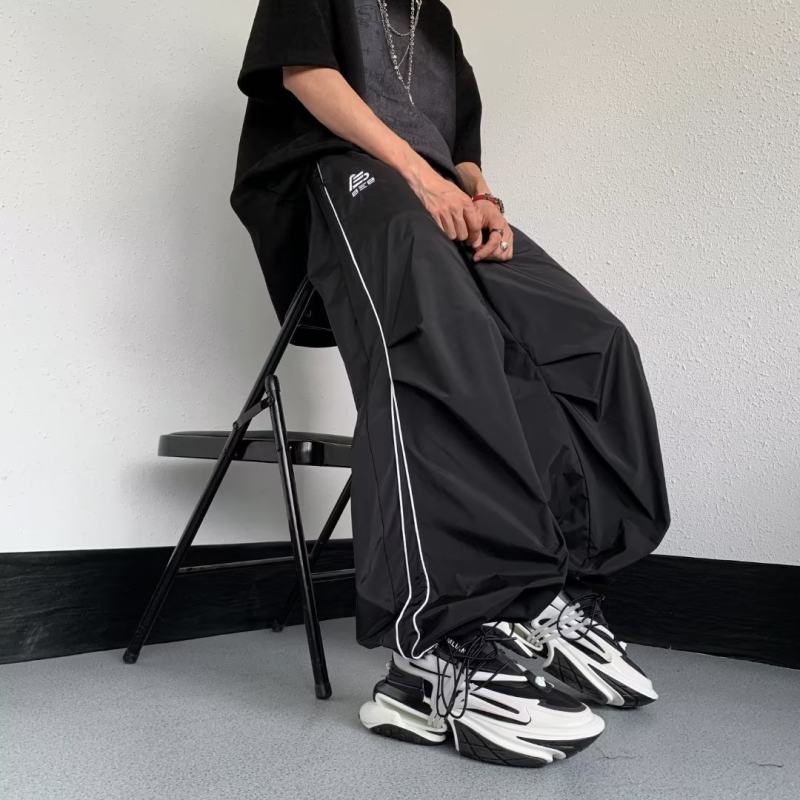 American functional pants men's autumn thin pants high street side striped drawstring leg casual sports pants
