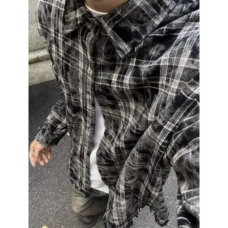 American retro niche cleanfit plaid shirt