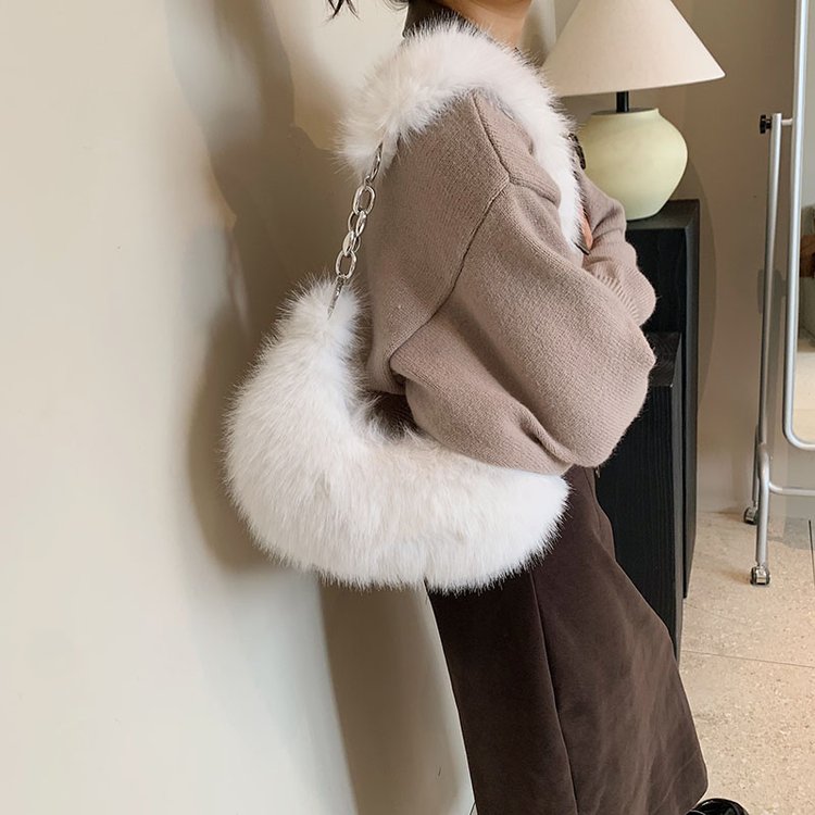 2024 new autumn and winter cute cheese color plush dumpling bag plush niche bag single shoulder portable crossbody bag for women