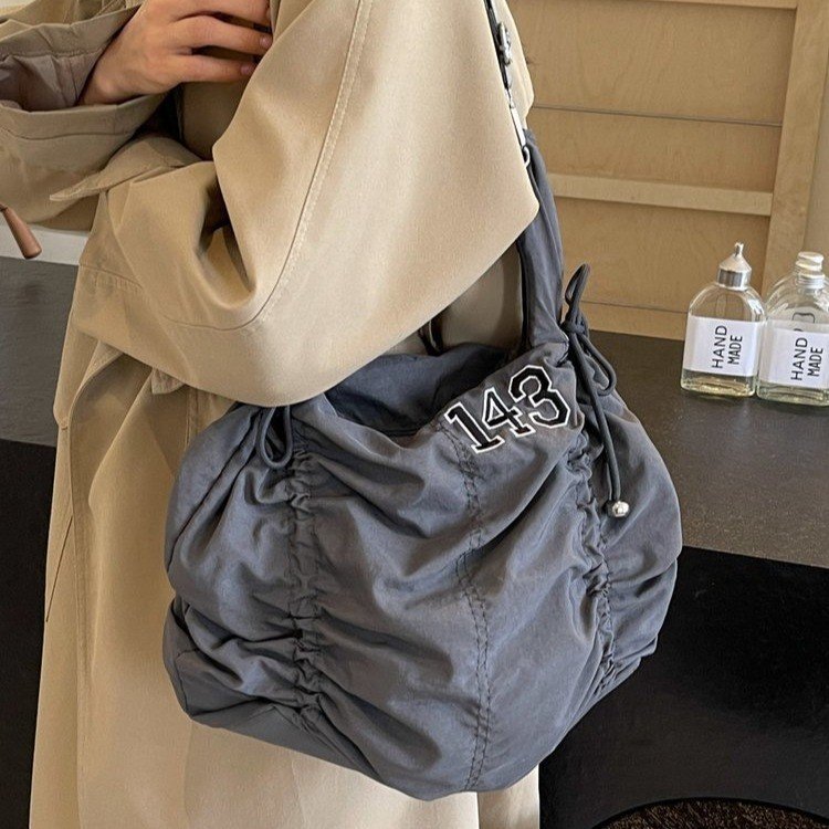 Student class canvas bag women's 2024 new trendy Korean letter tote bag versatile large capacity crossbody bag