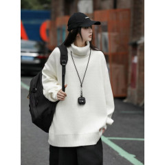 Turtleneck sweater men's knitted bottoming shirt long-sleeved loose retro solid color versatile couple same style for men and women