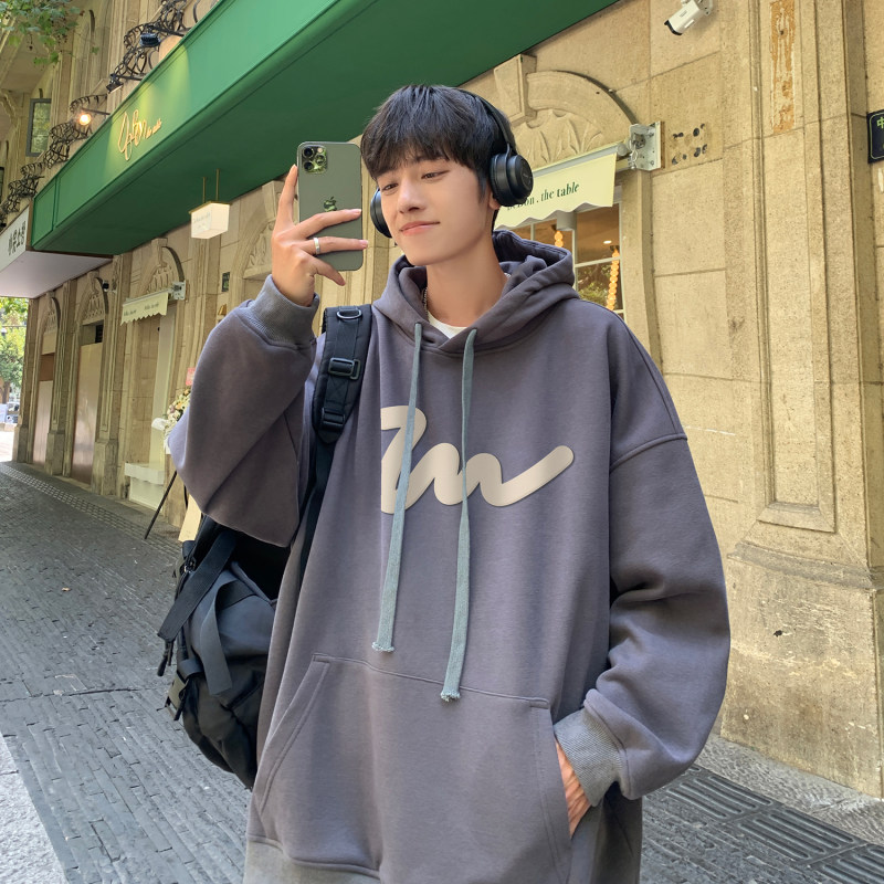 Quality 400g heavyweight composite hooded sweatshirt plus size off shoulder long sleeve top