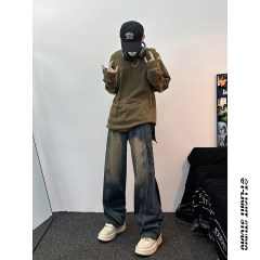 American ins high street dark niche loose jeans