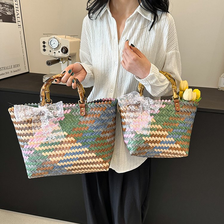 Hongcheng retro imitation rattan large-capacity woven bag souvenir vegetable basket women's handbag shoulder bag bag for women