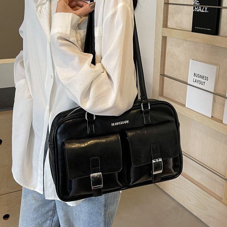 Casual college style armpit bag for women 2024 new fashion large capacity commuter handbag multi-pocket shoulder bag