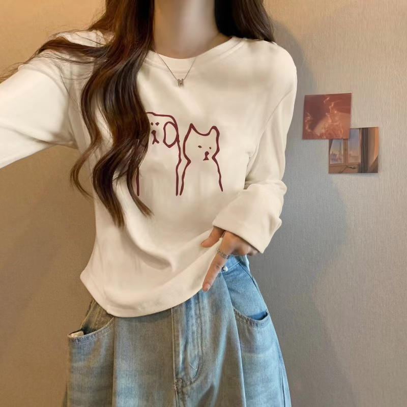 German velvet bottoming shirt for women in autumn and winter with thickened brushed slim fit short right shoulder long sleeve t-shirt top