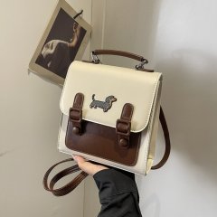 French retro contrast color backpack women's Cambridge bag autumn and winter 2024 new trendy women's bag single shoulder crossbody handbag