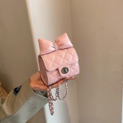 2024 new fashion small square bag summer ballet sports style bow small fragrant style rhombus mini crossbody bag for women