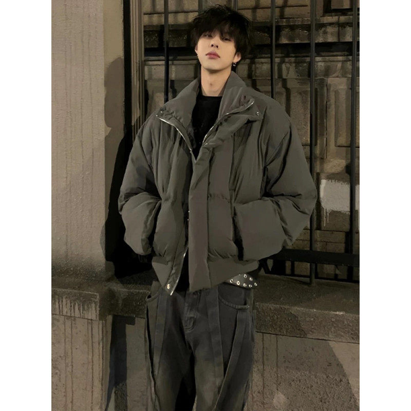 Winter American retro short silhouette cotton coat high-end stand collar warm cotton coat