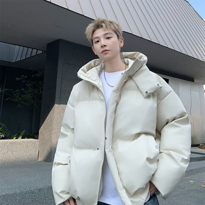 ~ Hong Kong style loose high quality short cotton coat, stand collar hooded cotton coat